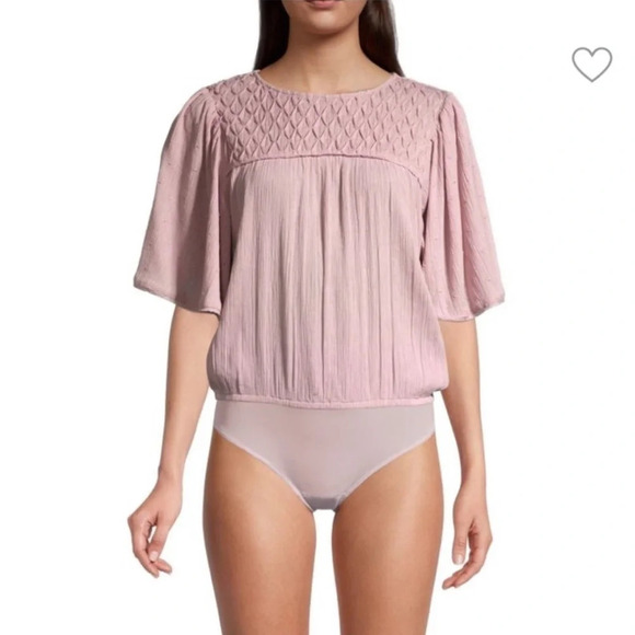 🌟NEW Intimately Free People Pink Smocked Billowy Perfect Catch Bodysuit Medium - Picture 8 of 12
